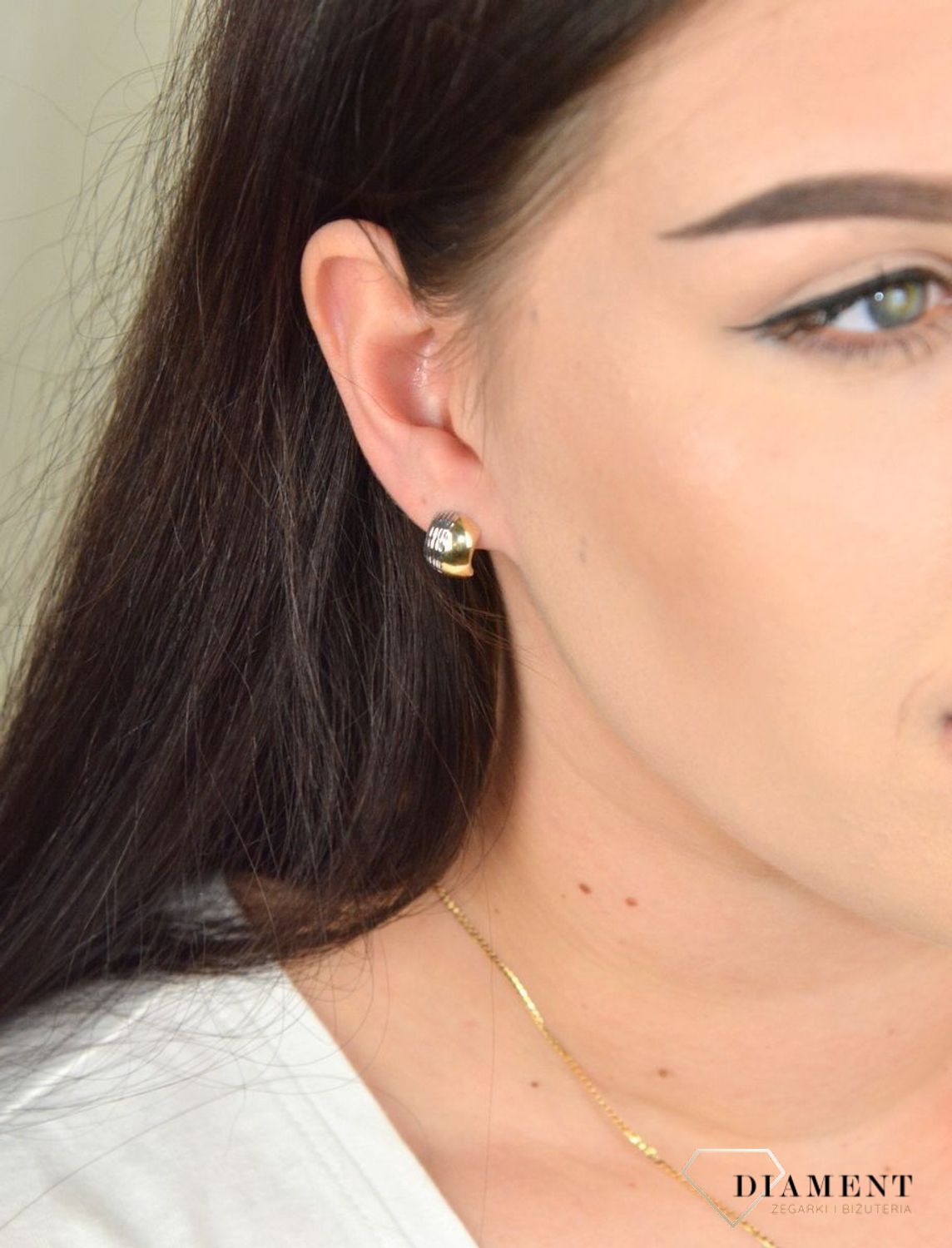 Złote kolczyki diamentowane z białym złotem KL 5441.jpg